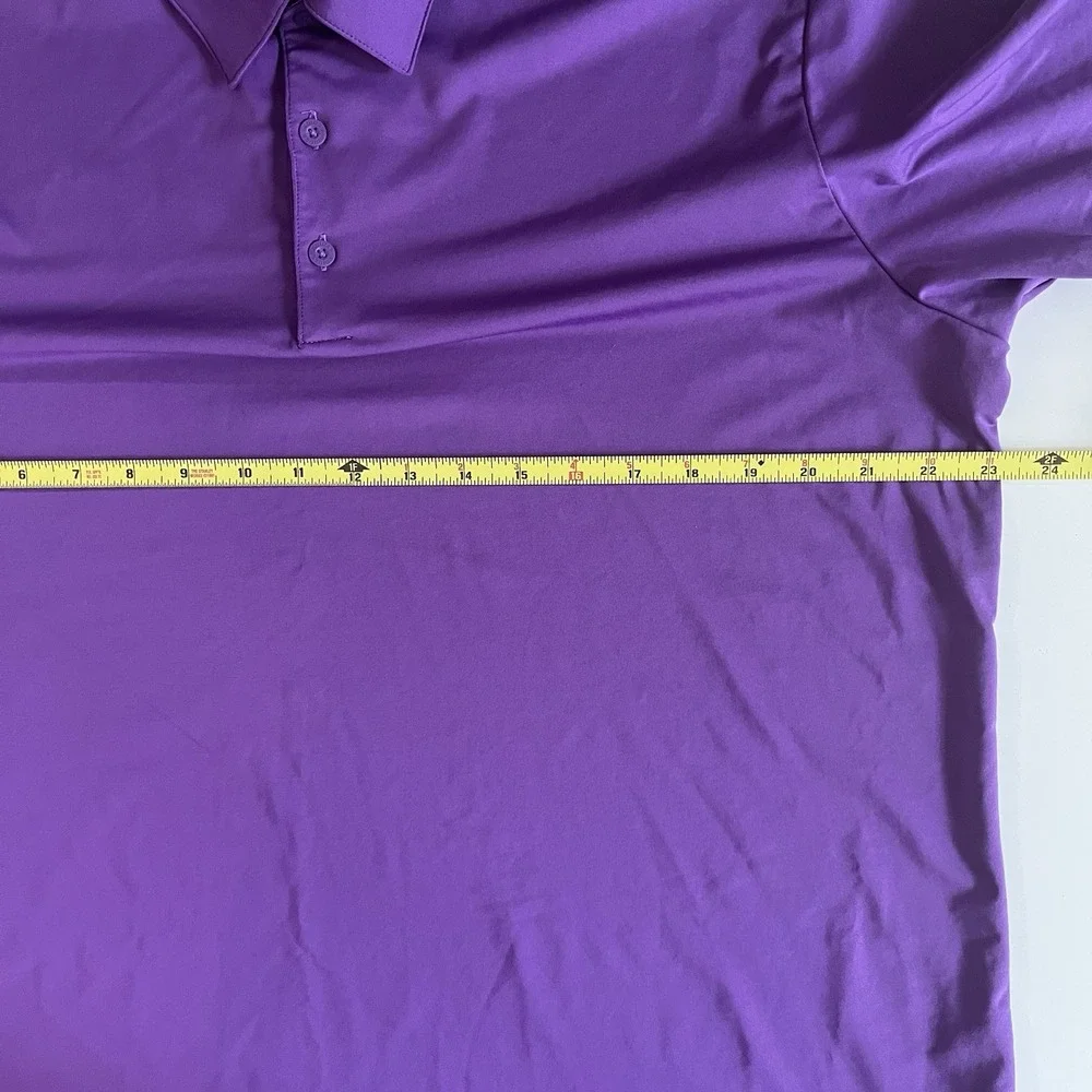 adidas Men's Size L Purple Polo Golf Athletic Performance Short‎ Sleeve Button